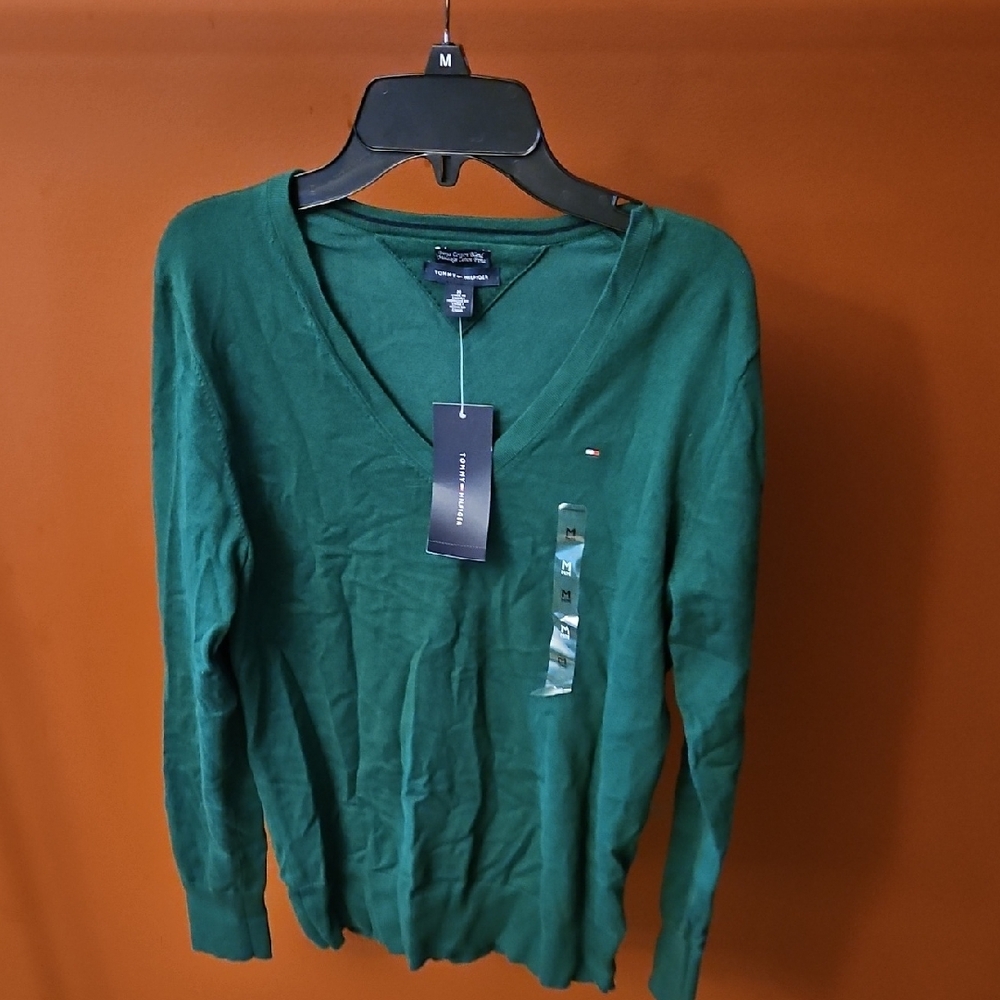 Tommy Hilfiger Deep Green V-Neck Sweater